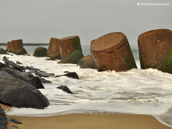 Sometimes even concrete sea walls cannot prevent erosion. Nature are just uncontrollable. 